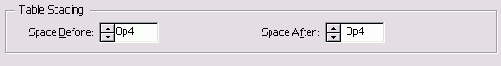   Table Spacing 