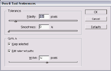   Pencil Tool Preferences